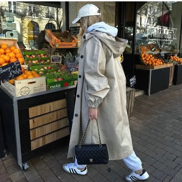 Zara Light Beige Hooded Oversized Trench